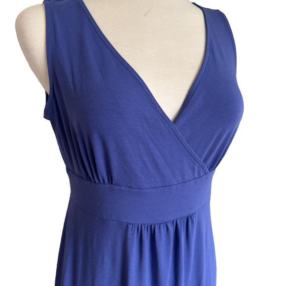 Eileen Fisher Rayon Lycra VNeck Maxi Tank Dress Medium Blue - Picture 2 of 9